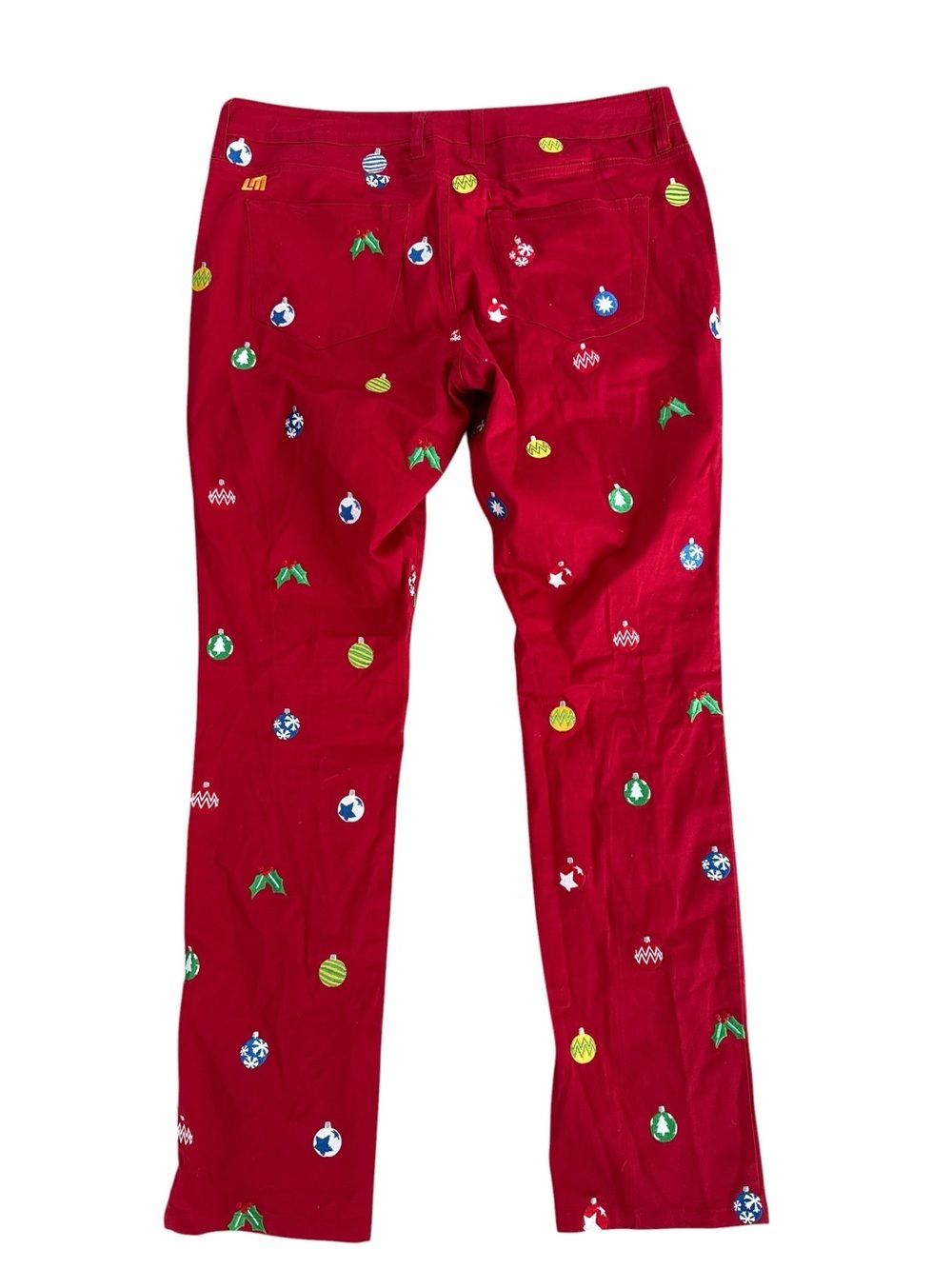 Loudmouth Christmas Golf Pants with Embroidered Ornaments Party Holiday - Picture 5 of 7